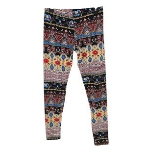 See You Monday Women's Leggings Size L Paisley Print Elastic Waist Bandana Print